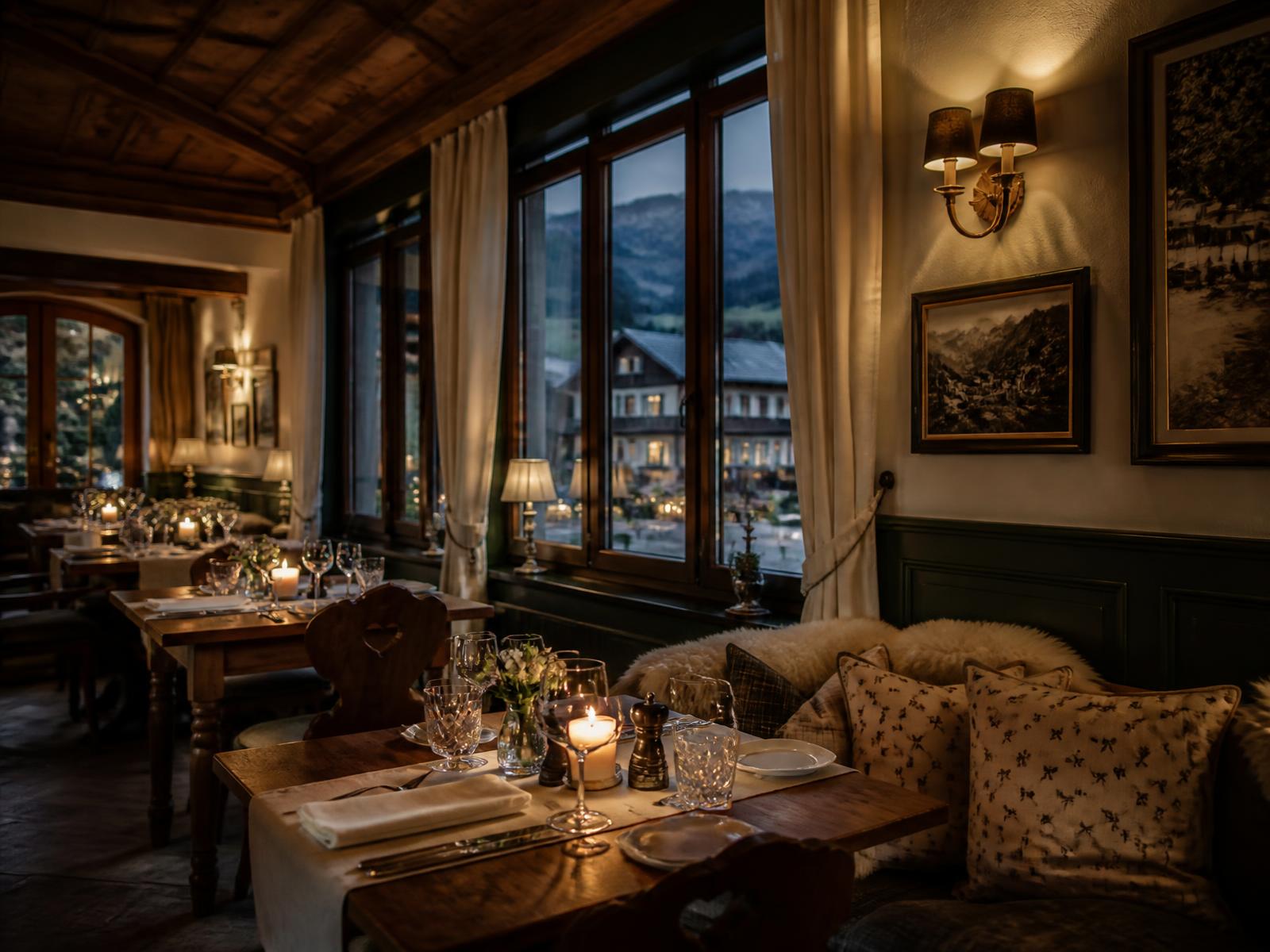 Gaststube im Gasthof Hirschen bei Kerzenlicht